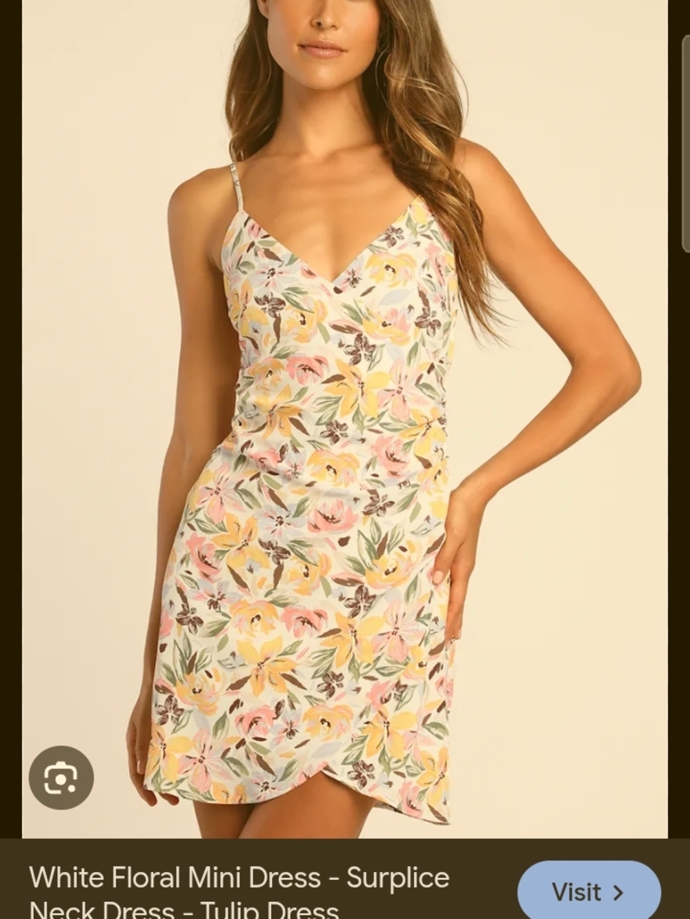 Lulu's White Dress with Pastel Orange, Pink and Green Floral Print